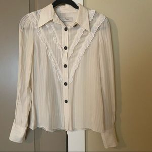 By Malene Birger Ivory Button Ruffle Blouse 36